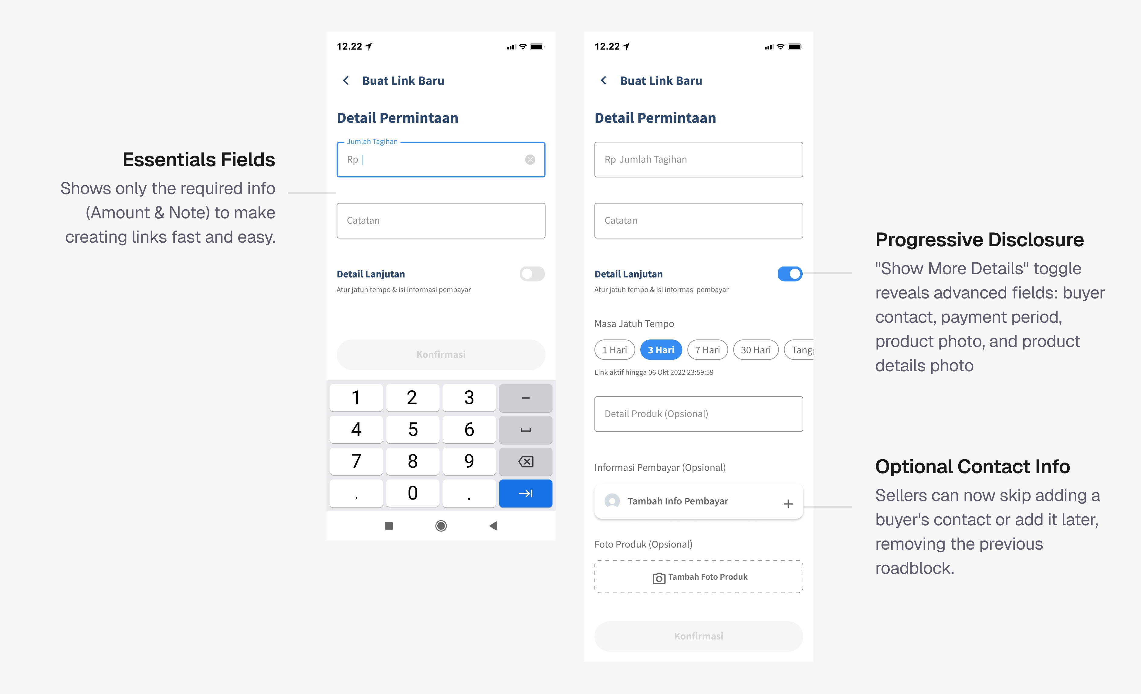Request types on first redesign iteration