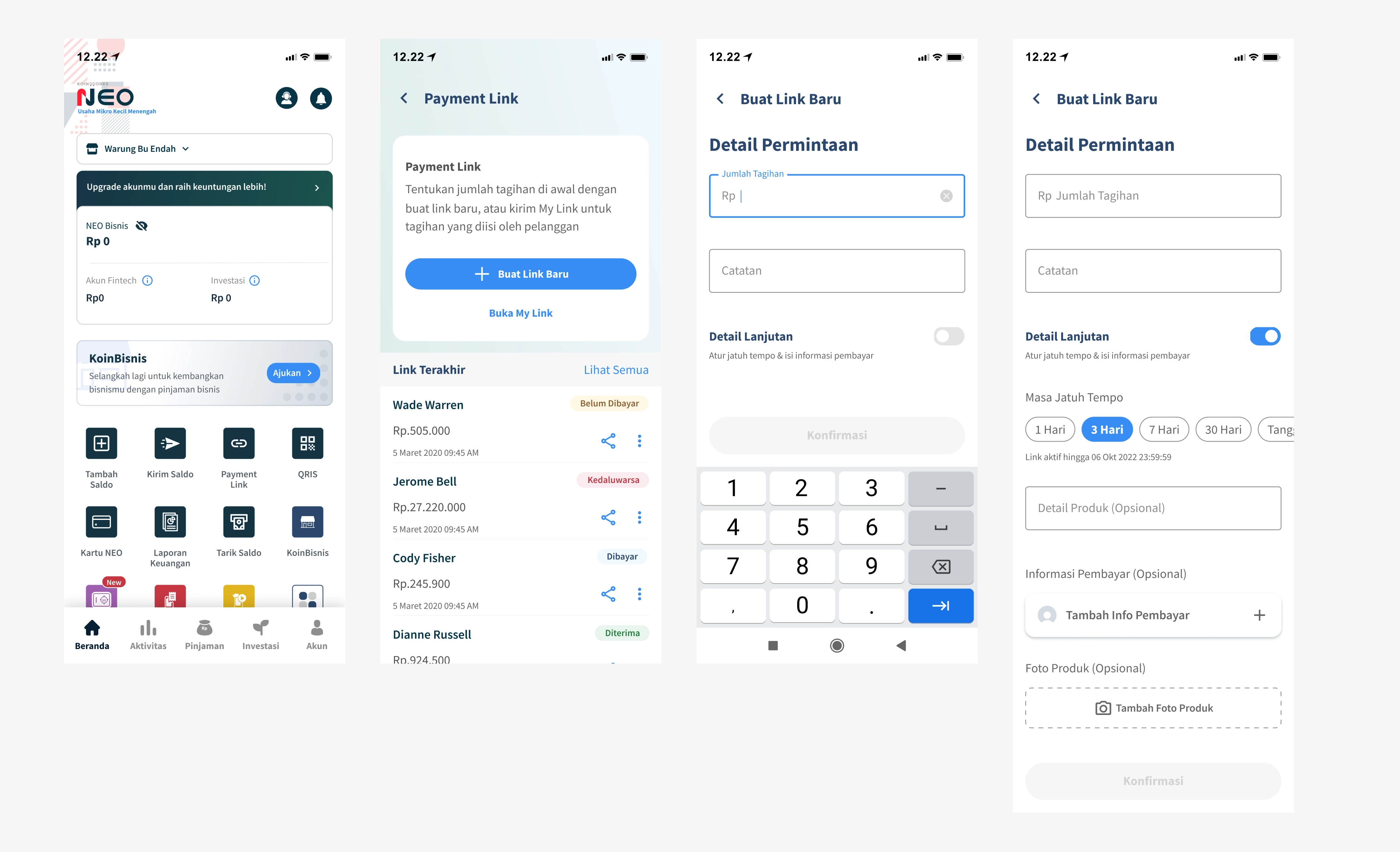 Request types on first redesign iteration