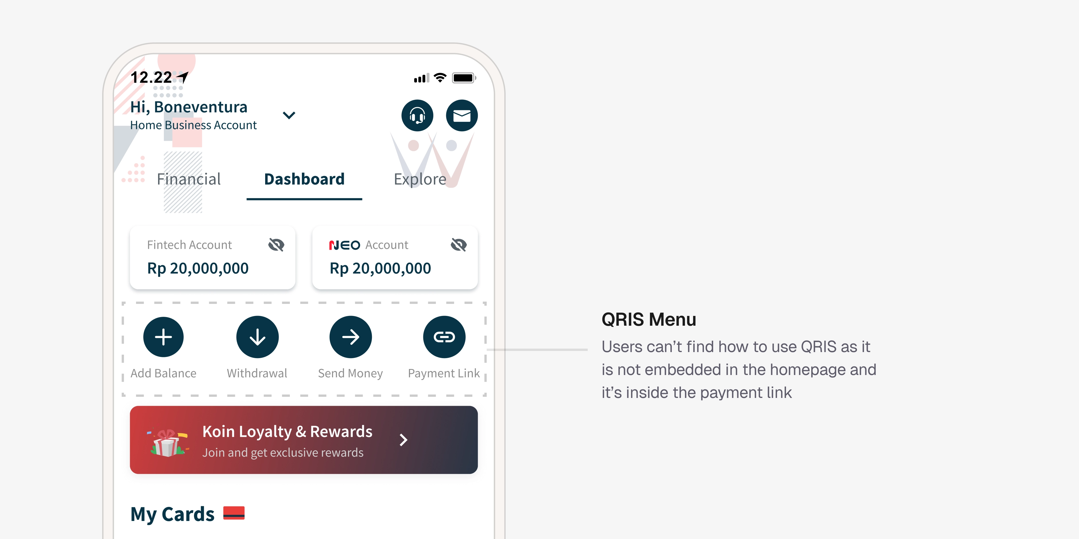 Before: QRIS nested inside the Payment Link menu