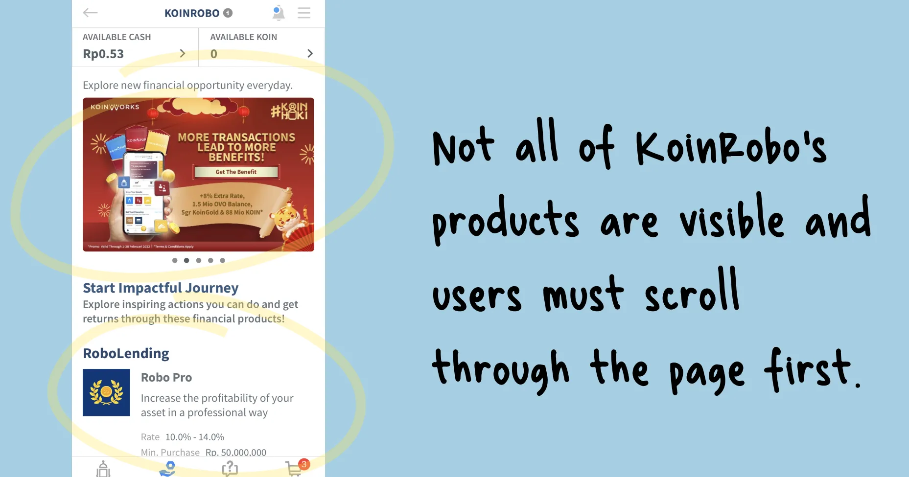 UX audit: CMS content occupies the top of the page, pushing product cards below the fold