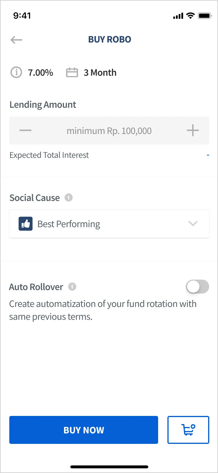 New Buy Robo page with cleaner layout